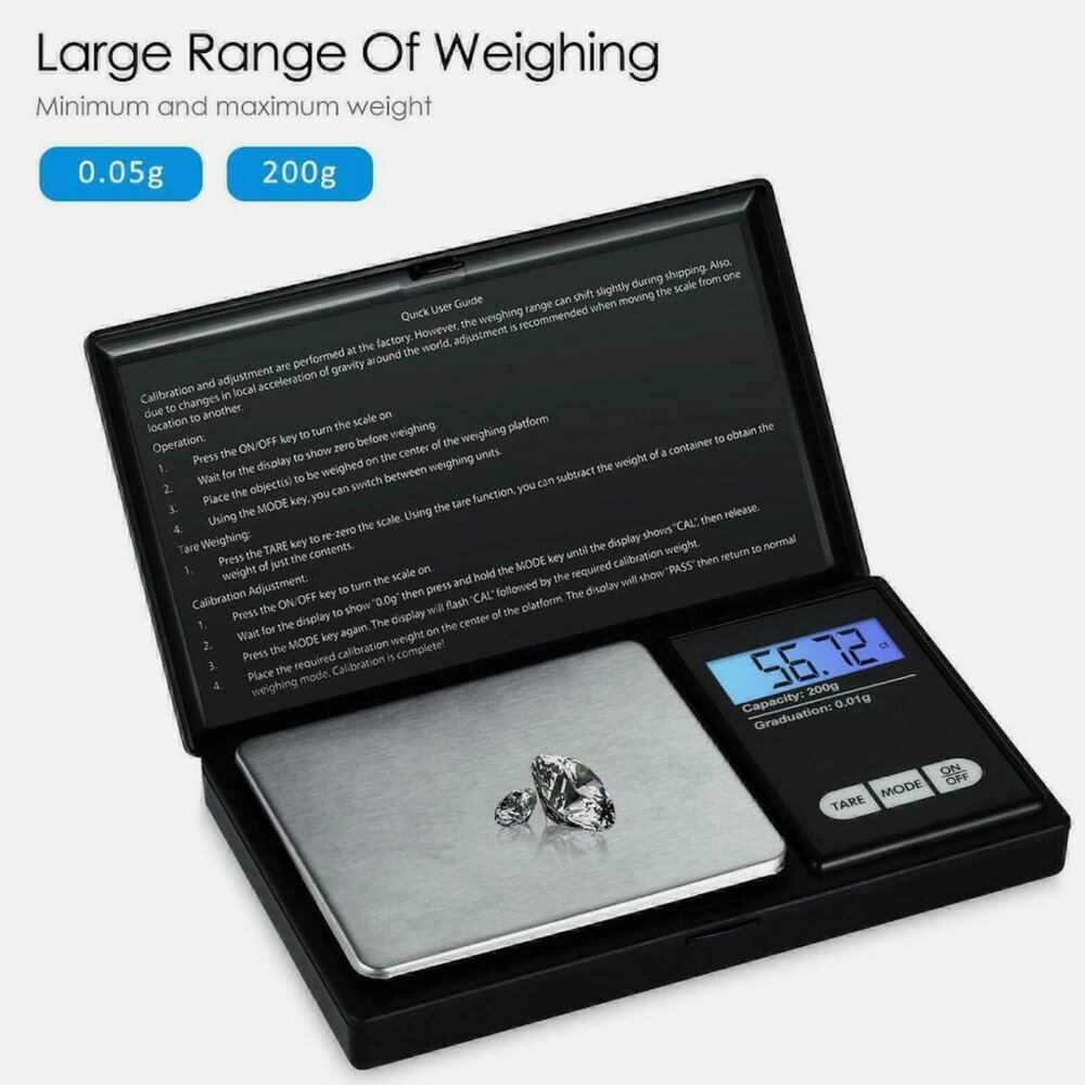 Pocket Digital Scale 200g x 0.01g, Portable Mini Gram Scale